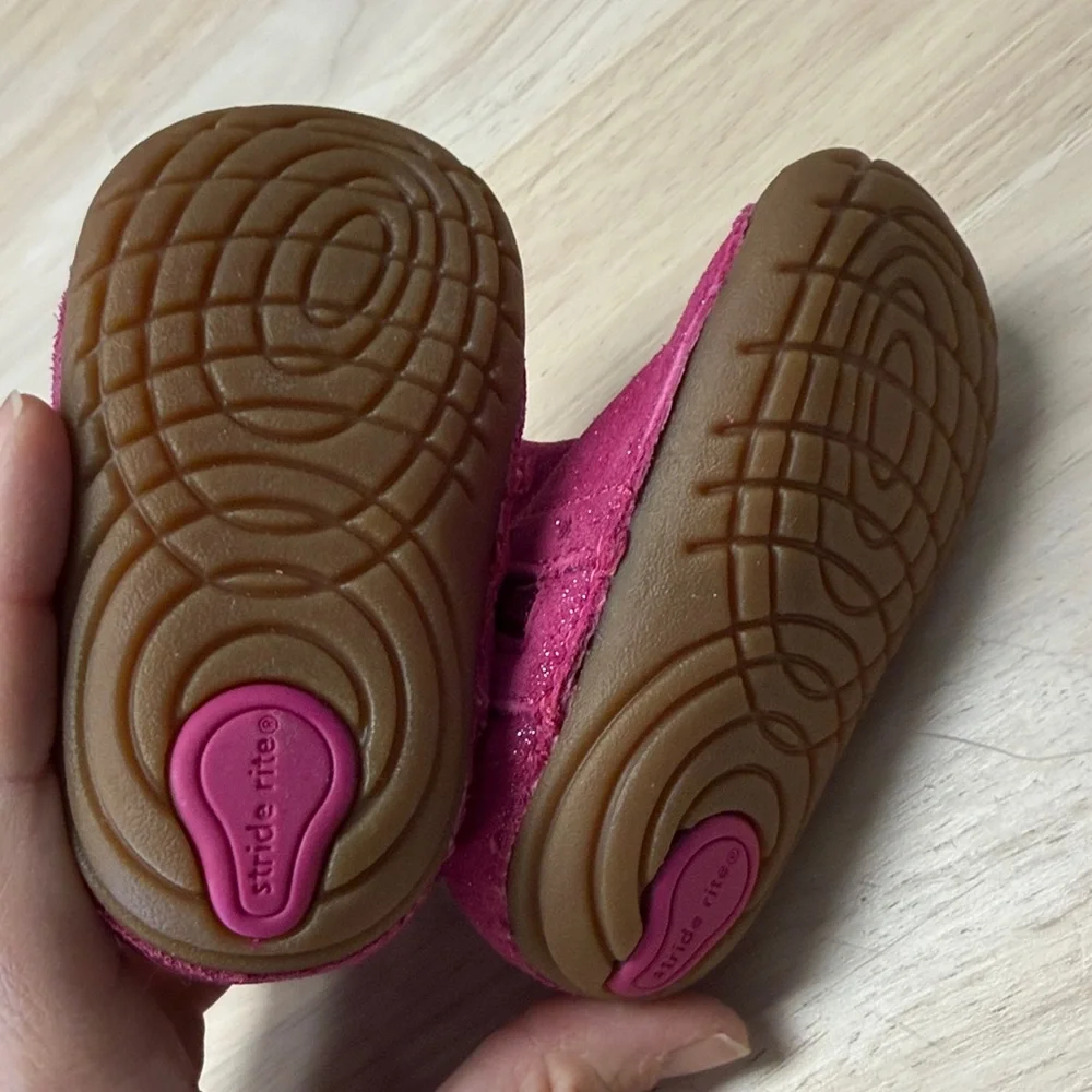 New! Stride Rite sparkly pink zip leather boots